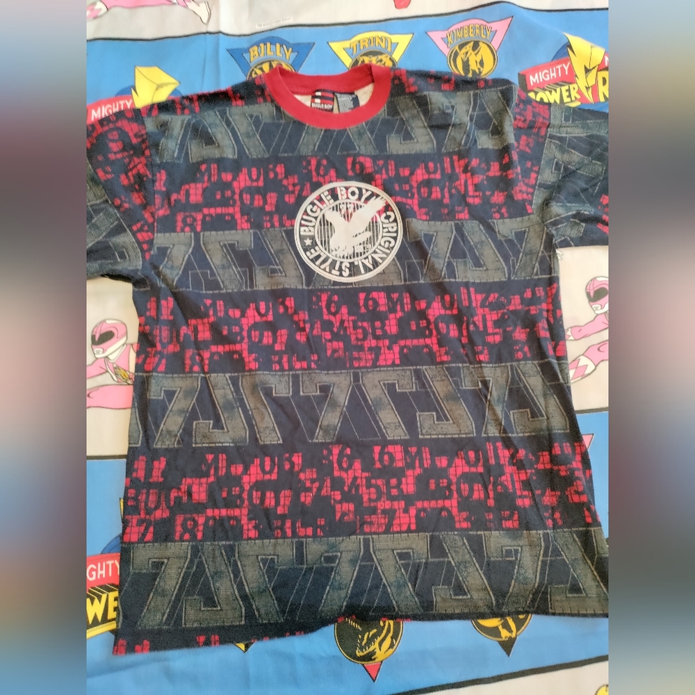 '90s Y2K bugle boy all over print aop size large t-shirt